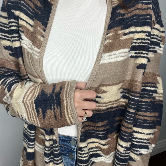 Lucky Brand Aztec Fringe Open Front Cardigan Large NWT - Picture 4 of 12